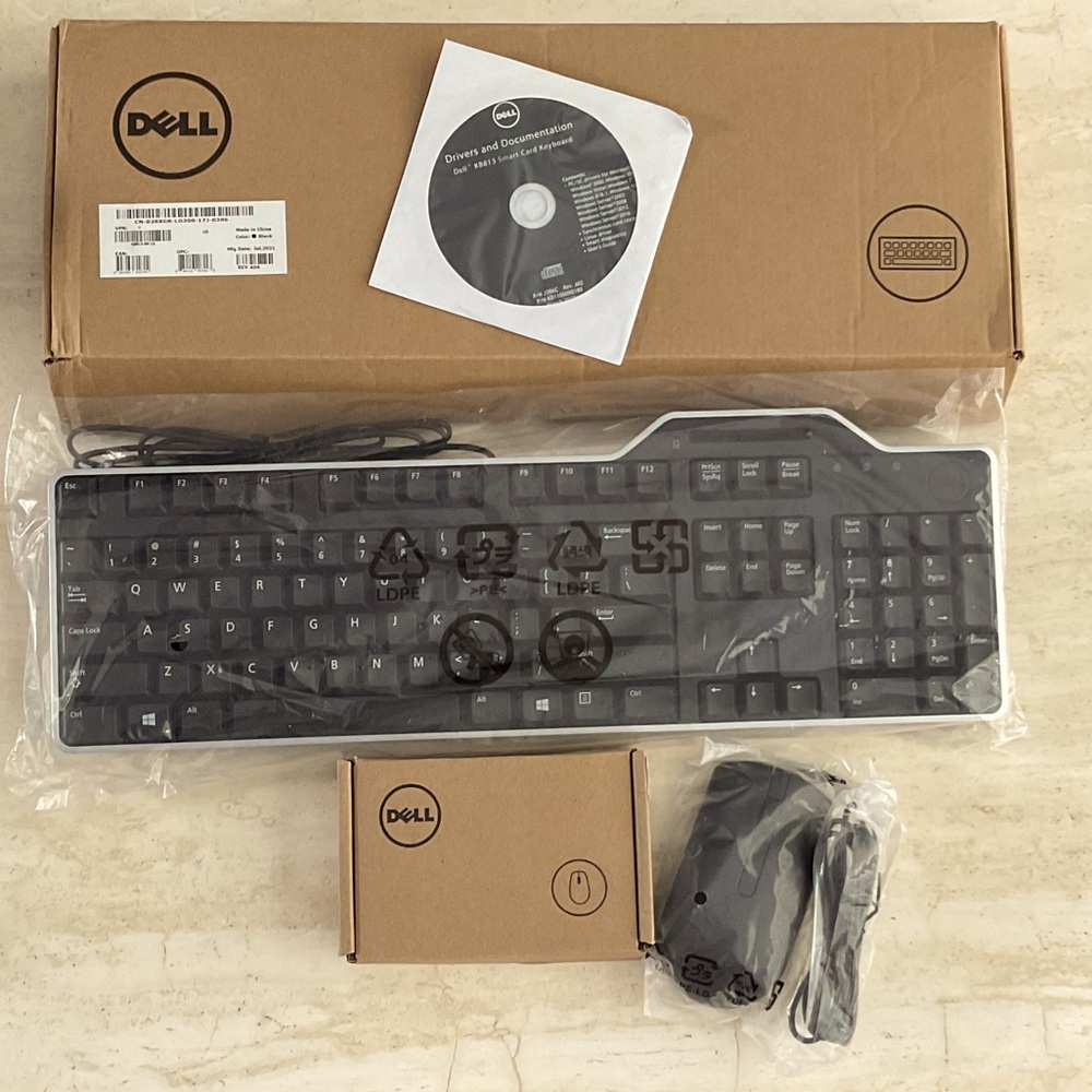Dell Keyboard & Mouse KB813 Wired Keyboard & Dell Mouse MS116 Black New Lot Of 2